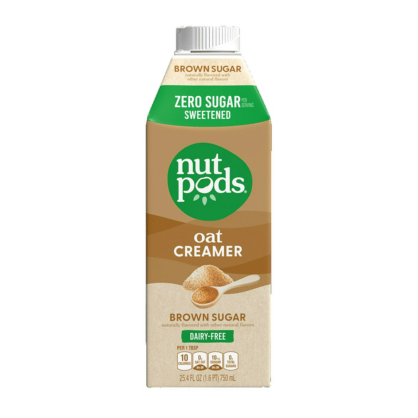 nutpods Zero Sugar Sweetened Naturally Flavored Brown Sugar Oat Milk Dairy-Free Creamer, 25.4 OZ