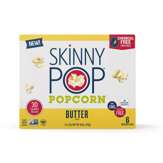 SkinnyPop Microwave Butter Popcorn, 8 Count