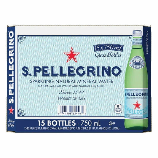 San Pellegrino Sparkling Natural Mineral Water, 25.3 fl oz, 15-count