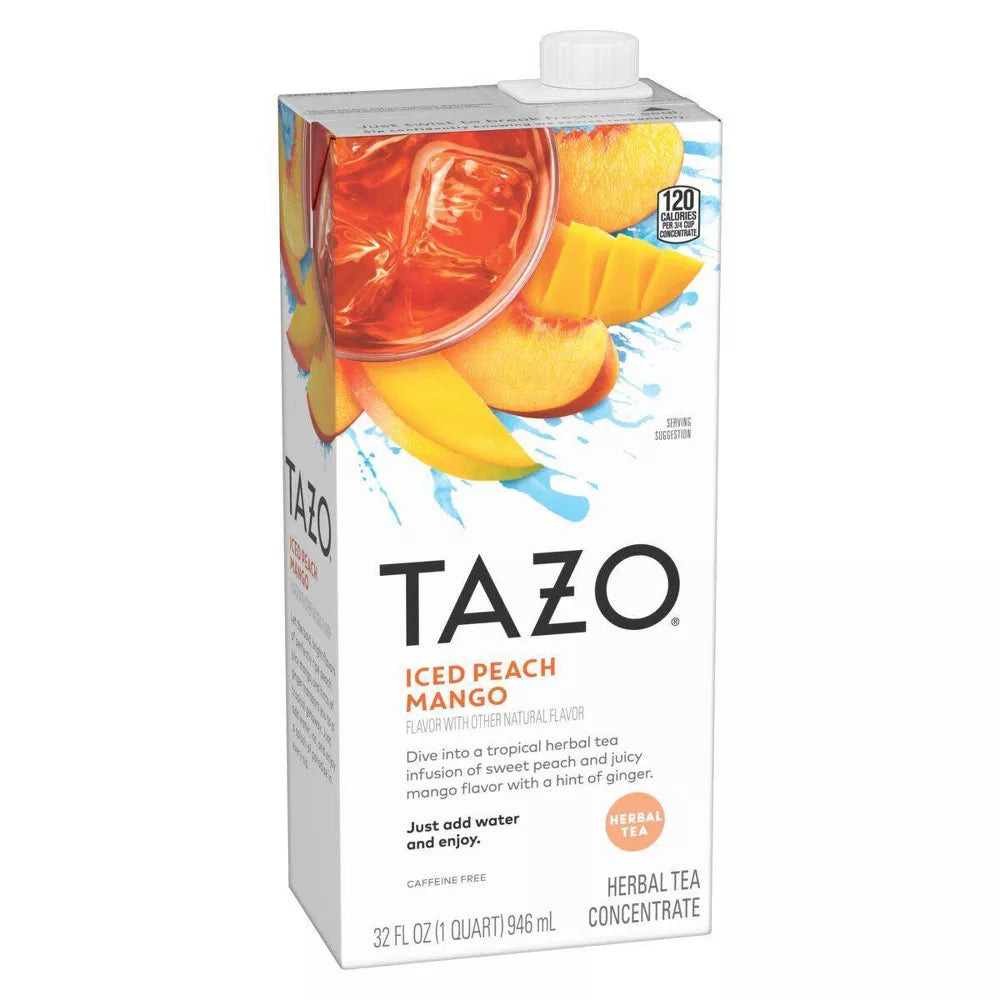 Tazo Iced Peach Mango Herbal Tea Concentrate, 32 fl oz