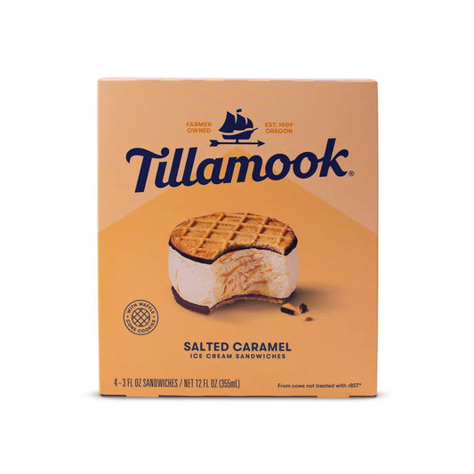 Tillamook Salted Caramel Ice Cream Sandwich, 4 Count