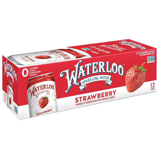 Waterloo Strawberry Sparkling Water, 12 pk